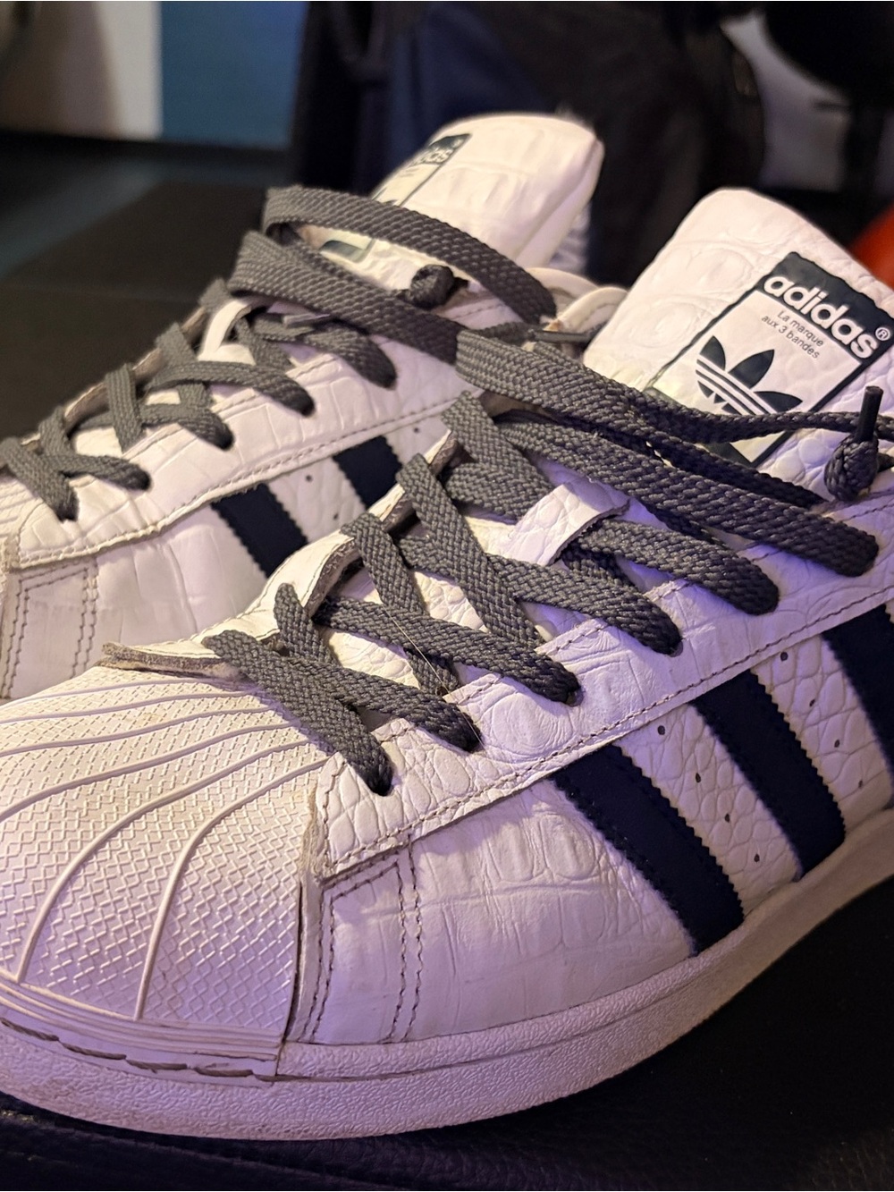 adidas White & Black Classic Shell-Toe Sneakers